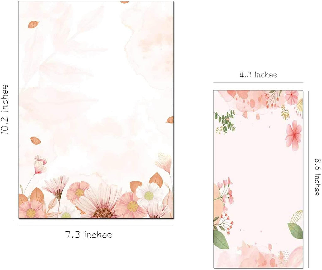 30 Stationery Writing Paper with 18 Self Adhesive Envelopes, Stationary Set for Writing Letters, Cute Stick Stationary Set, 6 Unique Designs, Double Sided Printing (48)