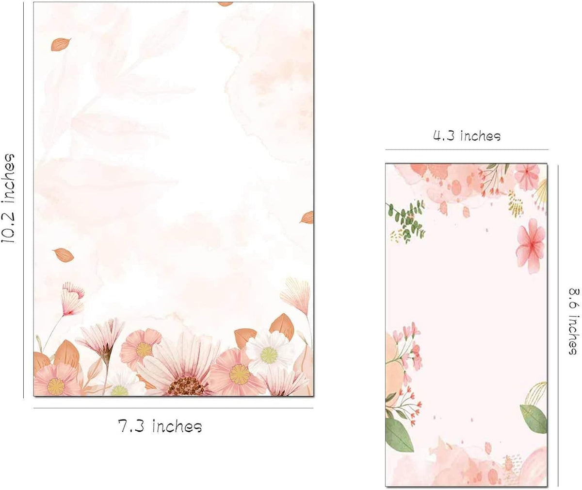 30 Stationery Writing Paper with 18 Self Adhesive Envelopes, Stationary Set for Writing Letters, Cute Stick Stationary Set, 6 Unique Designs, Double Sided Printing (48)