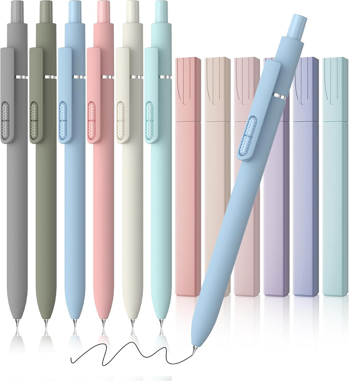 8 Pack Gel Pens, Black Ink Quick-Drying No Smudge with Fidget