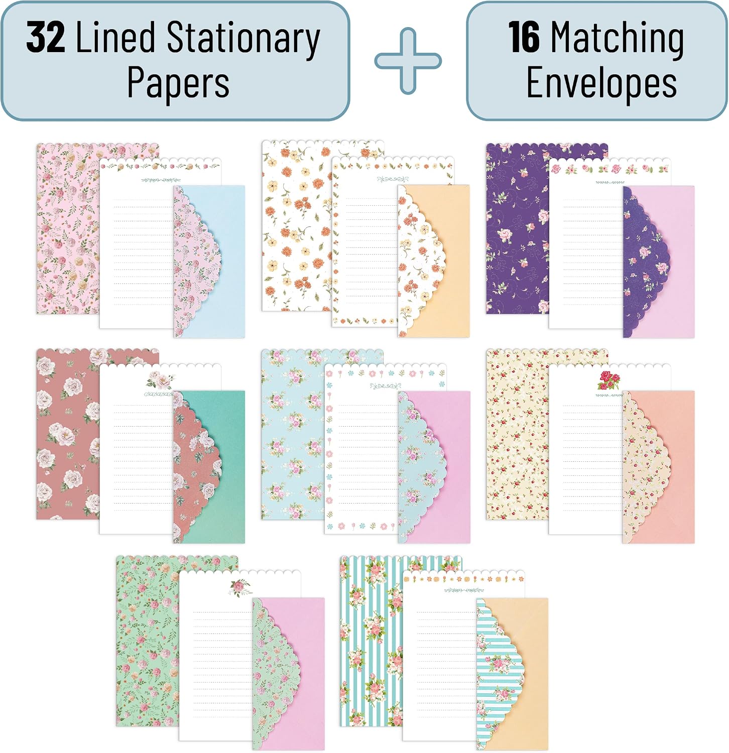 Mr. Pen- Stationery Writing Paper Set with Envelopes, 7.5" x 10.2"